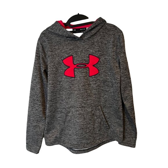 Under Armour | Tops | Under Armour Storm Hoodie Coldgear Loose Gray Pink  Logo Pocket Womens Size Small | Poshmark